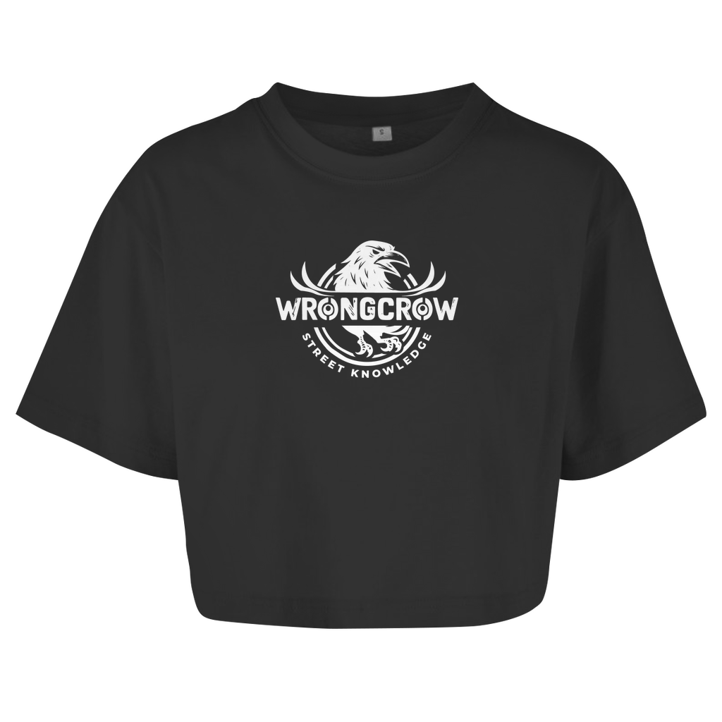Queens Oversize Crop T-Shirt Wrongcrow - Black / XS - Clothes