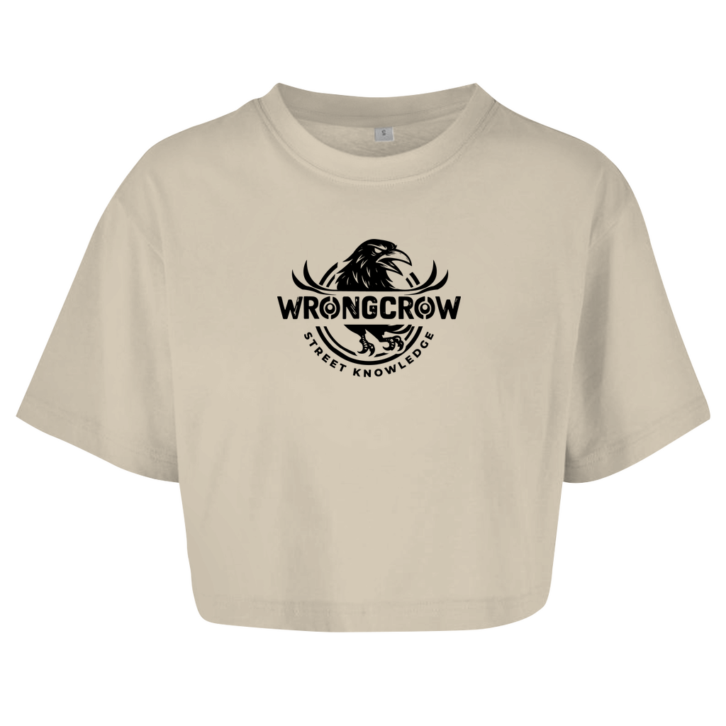 Queens Oversize Crop T-Shirt Wrongcrow - Sand / M - Clothes