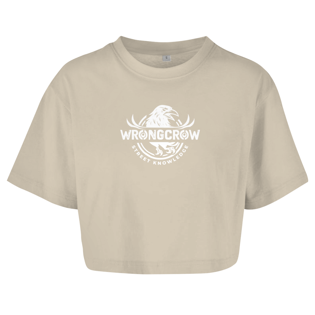 Queens Oversize Crop T-Shirt Wrongcrow - Sand / M - Clothes