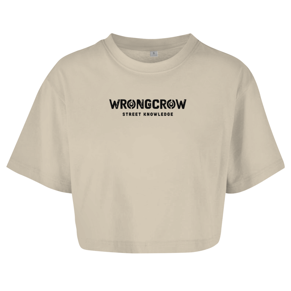 Queens Oversize Crop T-Shirt Wrongcrow - Sand / M - Clothes