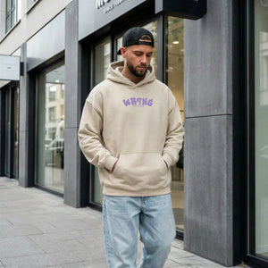 Wrongcrow Chest Logo Mitte Sand Hoodie