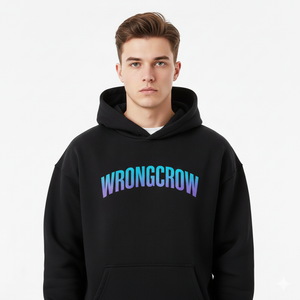 Wrongcrow Hoodie schwarz mit gradient Arch Logo Print