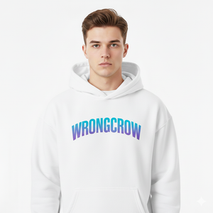 Wrongcrow Hoodie weiß mit gradient Arch Logo Print