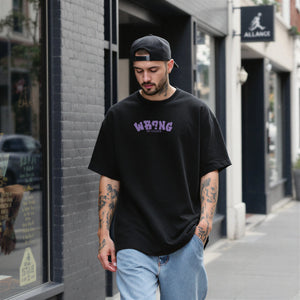 Black Oversize Tee mit Chestprint Wrong By Choice