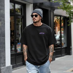 Wrong By Choice Chest Print Oversize Tee Black 300 GSM