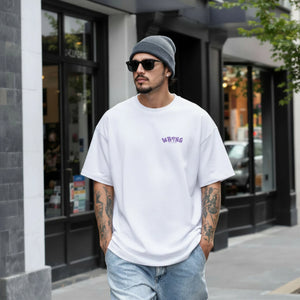 Wrong By Choice Chest Print Oversize Tee White 300 GSM