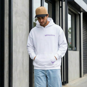 Wrongcrow Lettering Chest Print Hoodie White 500 GSM