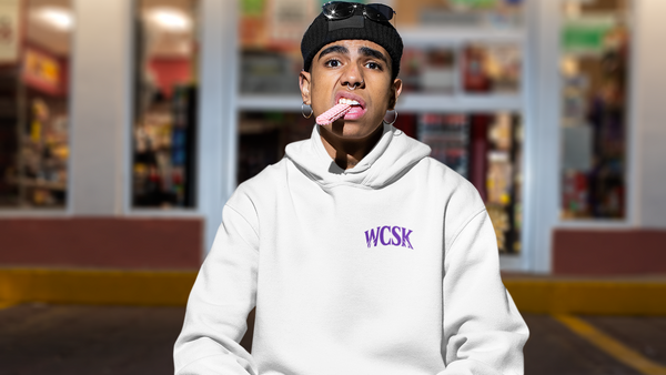 WCSK Logo Brust lila Hoodie Oversize Streetwear Wrongcrow