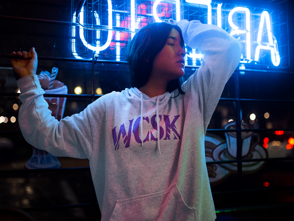 WCSK Groß Brust Logo lila Hoodie Oversize Streetwear Wrongcrow