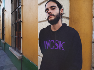 WCSK Groß Logo vorne lila Hoodie Oversize Streetwear Wrongcrow